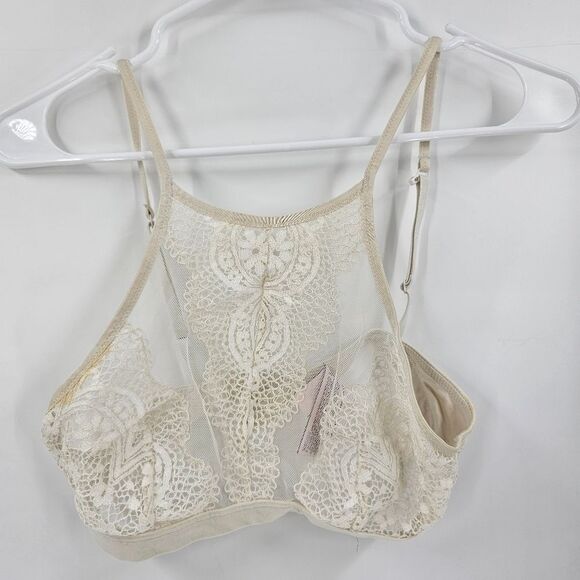 Victoria's Secret small bralette bra lace white high neck racerback - Picture 1 of 4